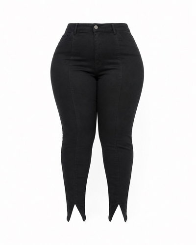 JEAN SKINNY NEGRO RECORTE ELASTIZADO