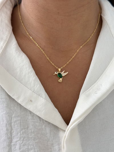Collar colobri verde