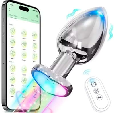Plug Anal Bluetooth Cont. Remoto Luces Vibrador Usb Tamaño M