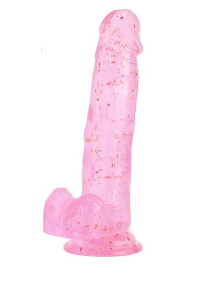 DILDO COB GLITTER CON SOPAPA L IMPORTADO COLORES 
