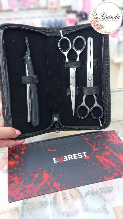 TIJERA DE CORTE + TIJERA DE PULIDO + NAVAJA