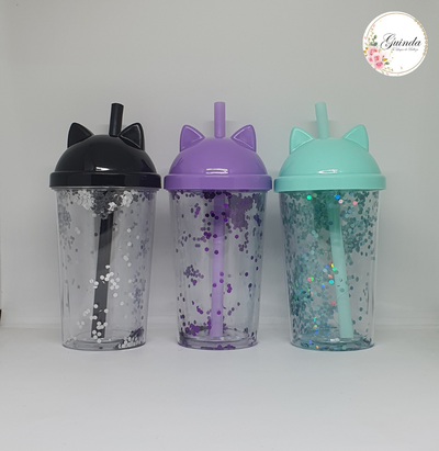 VASO GLITTERS CON OREJITAS