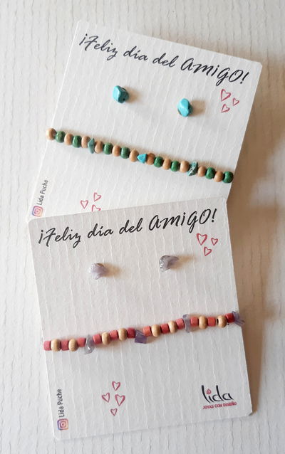 Conjunto pulsera y aros de Turquesa y madera