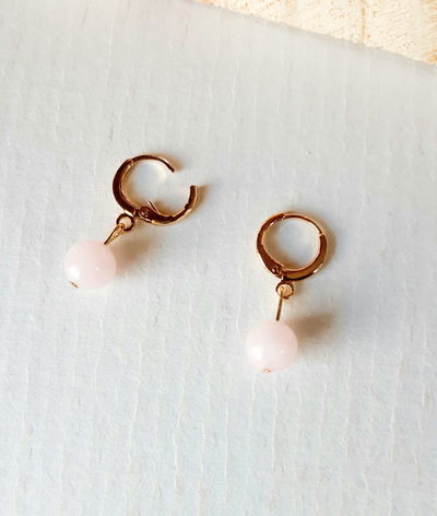 Aros cuarzo Rosa oro 18k