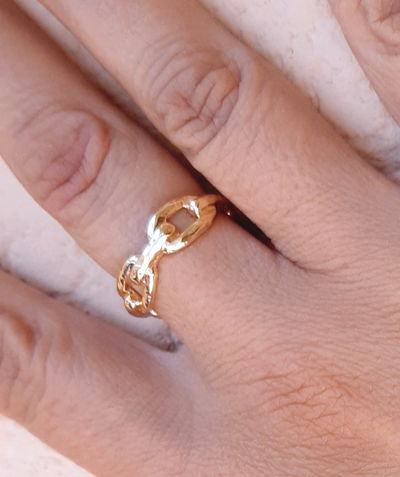 Anillo Eslabón con baño de oro 18 k