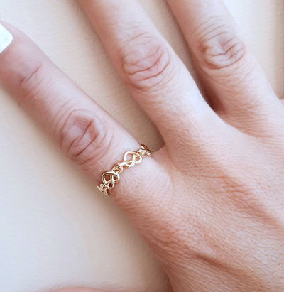 Anillo Corazones con baño de oro 18 k.