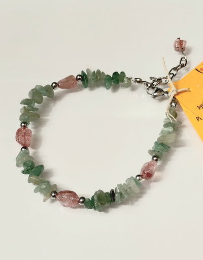 Tobillera de Aventurina verde y cuarzo