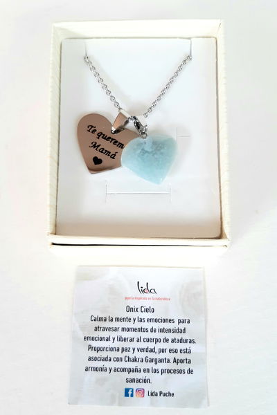 Corazón de Ónix Celeste para Mamá