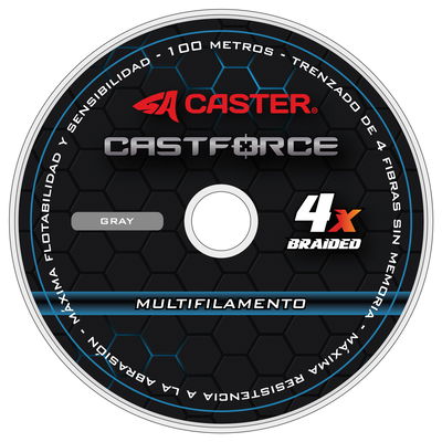 Multifilamento 0.16mm GRIS CASTER Castforce 4x 10kg 22lb Pack 6 Unidades 100m