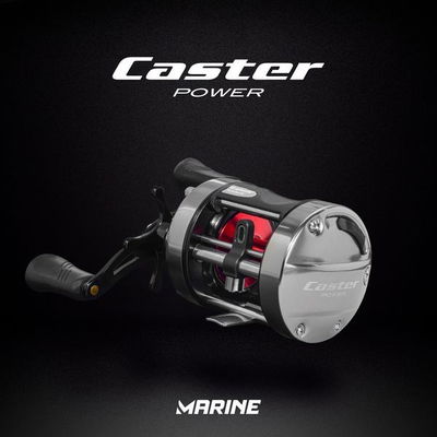 Reel rotativo Marine Sports Caster Power 400 izquierdo color plateado