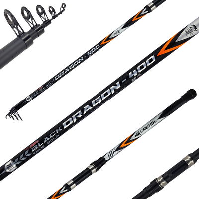 CAÑA TELESCOPICA PEJERREY CASTER BLACK DRAGON 4M FIBRA DE VIDRIO 35G