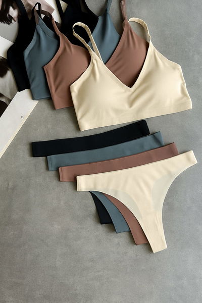 Art.606 Conjunto de latex sin costura con taza desmontable y less t85 al t100											