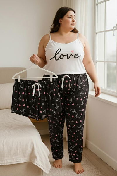 Art.1535 Pijama especial 3 piezas remera+short+pantalon largo