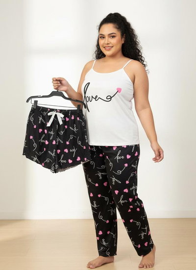 Art.1535 Pijama especial (T4 al T7) 3 piezas remera+short+pantalon largo