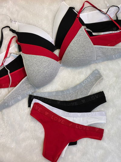 Art.661 conjunto triangulo elástico love de algodón con less