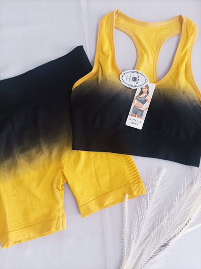 Art.6004 conjunto bicolor cruzado atras con calza efecto push