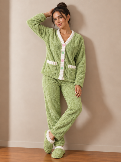 Art.1543 Pijama con botones trenzado mujer