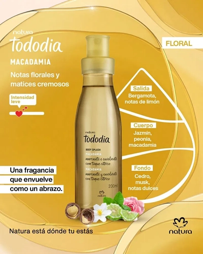 Body Splash Tododia Macadamia Femenino - 200 ml