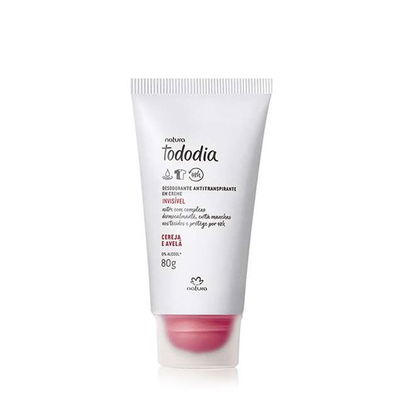 Desodorante antitranspirante en crema invisible Tododia cereza y avellana - natura brasil
