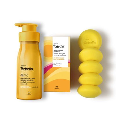 Limón siciliano y flor de gardenia: crema corporal 400ml + jabones 5 de 90g