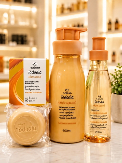 kit Caramelo salado Tododia ( Crema, jabón, y body splash)