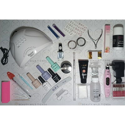 Kit full semi+ polygel con torno y cabina 48W