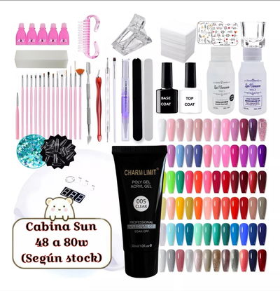 Kit full nail art + polygel con cabina Sun 48 a  80w