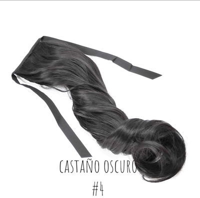 Postizo cola con cinta castaño oscuro 