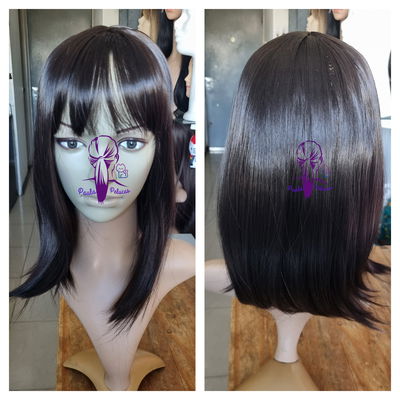 Peluca castaño oscuro corte medio