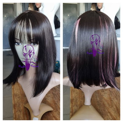 Peluca carre castaño y rosa bicolor línea premium 