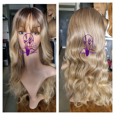 Peluca castaño claro degrade rubio mix