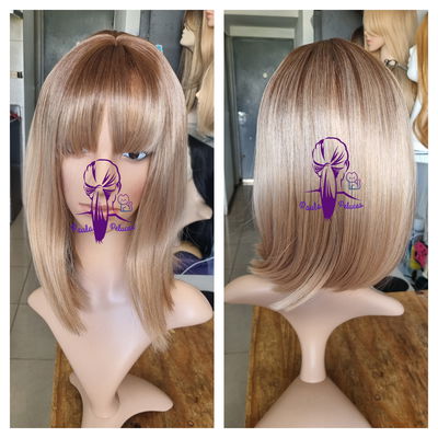 Peluca carre castaña degrade rubio 