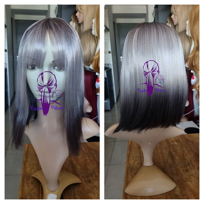 Peluca carre tricolor castaña y gris