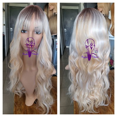 Peluca castaño claro degrade rubio platino 