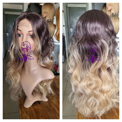 Peluca castaña degrade rubio miel