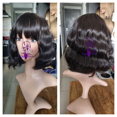 Peluca carre castaño oscuro