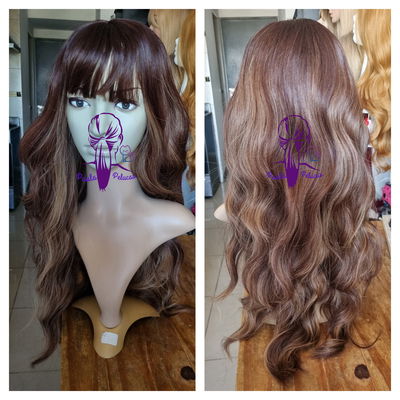 Peluca castaña degrade castaño rojizo con iluminación 