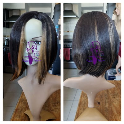 Peluca carre bicolor castaño y rubio 