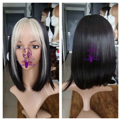 Peluca carre bicolor castaño y rubio línea premium