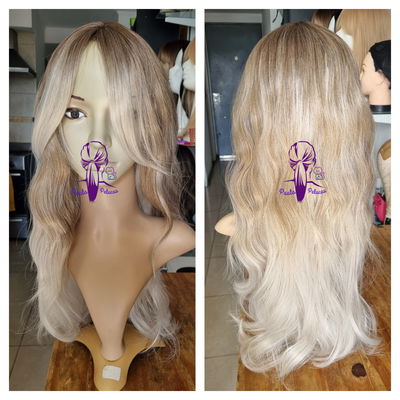 Peluca castaña degrade rubio