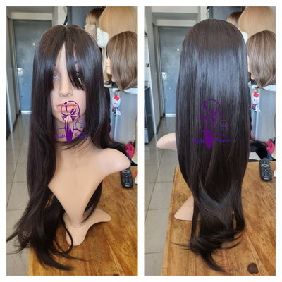 Peluca castaño oscuro línea premium 