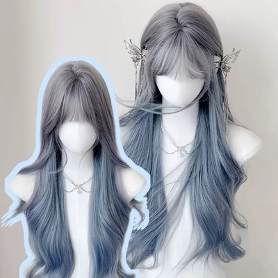 Peluca gris degrade celeste 
