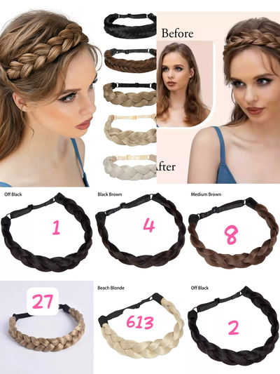 Trenza vincha con elástico.