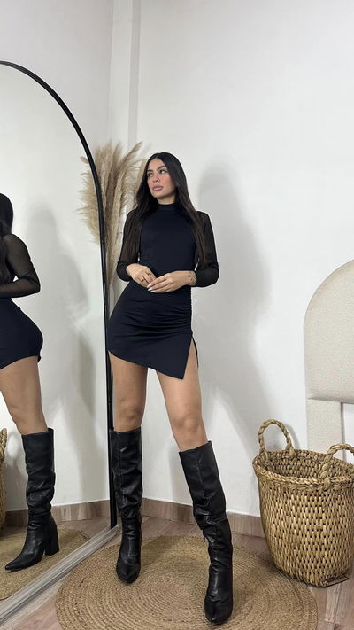 Vestido manga tú irregular 