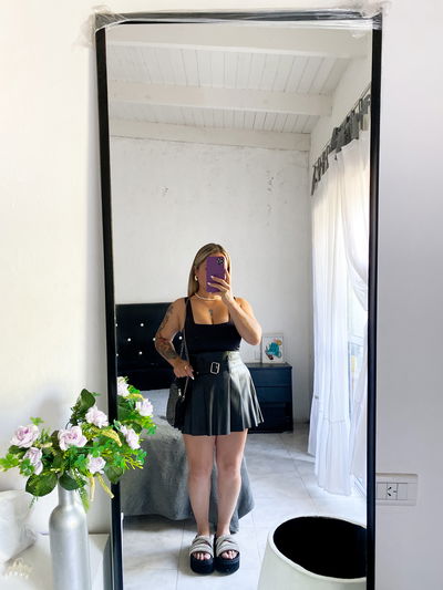 Pollera short engomada tableada 