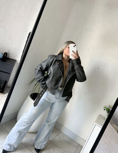 Campera green cinto 