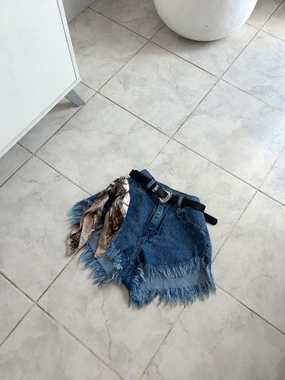 Short Demin flecos 