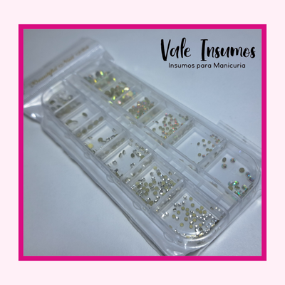 Box de strass Plateado/Tornasol 