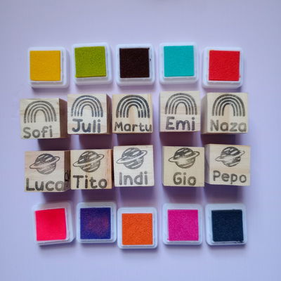 Set Souvenirs  / 10 Sellos Personalizados + 10 Tintas