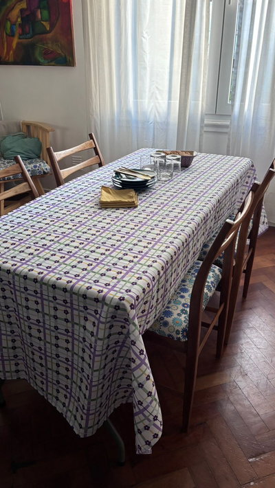 MANTEL | Flor de cuadrille lila